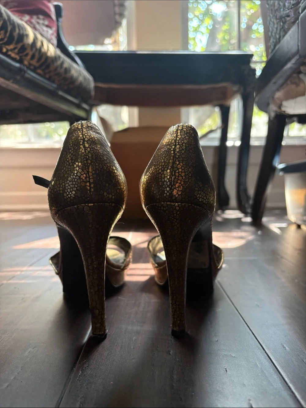 Hype Women's Metallic Gold T-Strap High Heels